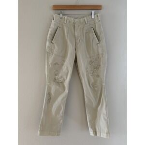 Pilcro Womens Light Embroidered Distressed Patchwork Pants Size 26 Boho Indie